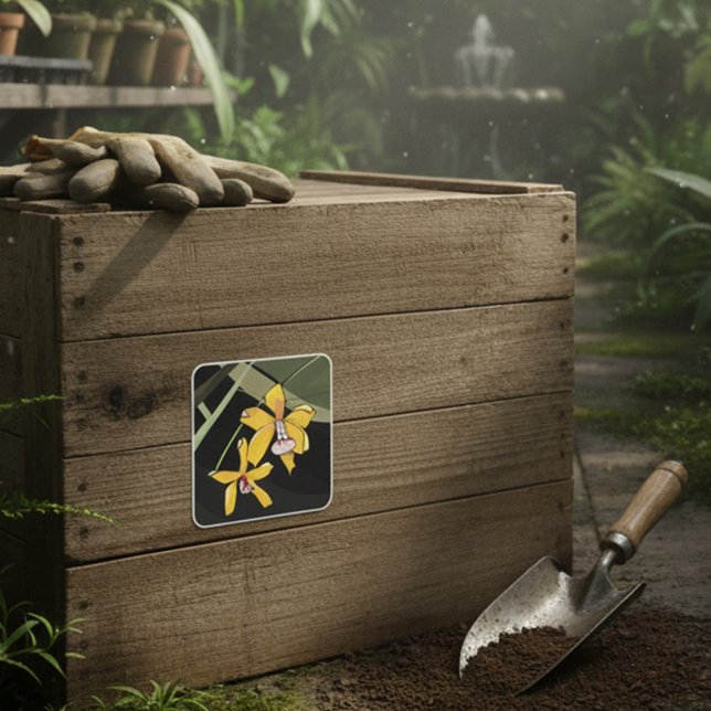 Adesivo Quadrado Orquídea Amarelo - Tropical Botânica (Criador carregado)