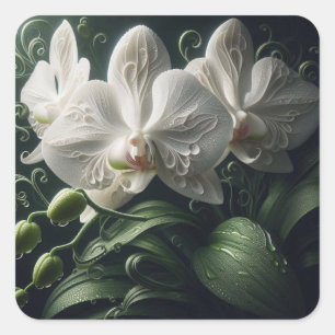 Adesivo Quadrado Orquídea Branca