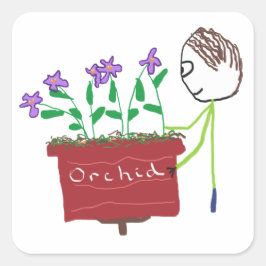 Adesivo Quadrado Orquídea crescendo