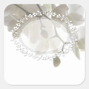 Adesivo Quadrado Orquídeas brancas e bonitas