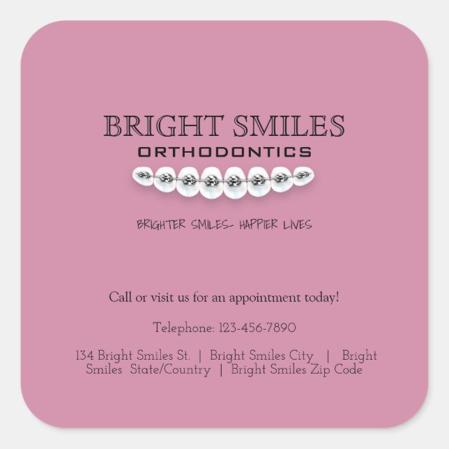Adesivo Quadrado Orthodontista Orthodontics Business Promo Sticker (Frente)