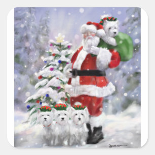Adesivo Quadrado Os ajudantes do papai noel