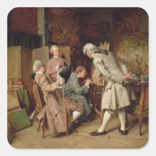 Adesivo Quadrado Os amantes da arte, ou o pintor, 1860 (painel)