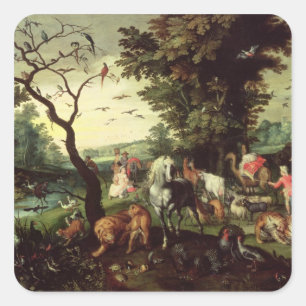 Adesivo Quadrado Os animais que entram na arca de Noah