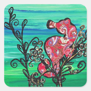 Adesivo Quadrado Os autocolantes do cavalo de Paisley