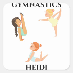 Adesivo Quadrado Os autocolantes personalizados da rapariga GYMNAST