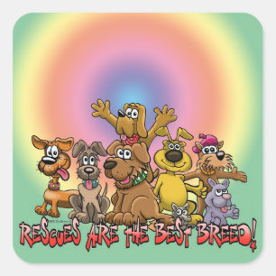 Adesivo Quadrado Os cães do salvamento são a melhor raça!