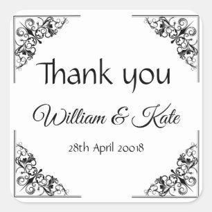 Adesivo Quadrado Os cantos do Flourish que Wedding o obrigado você