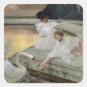 Adesivo Quadrado Os Cisnes, 1900