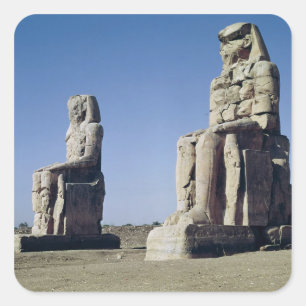 Adesivo Quadrado Os Colossi de Memnon, estátuas de Amenhotep