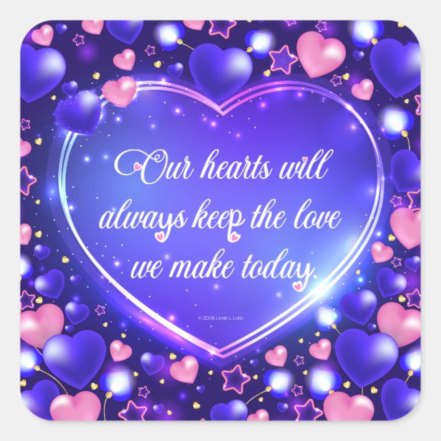 Adesivo Quadrado Os corações mantêm os autocolantes (Frente)