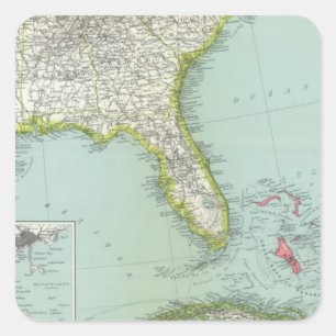 Adesivo Quadrado Os Estados Unidos e Bahamas