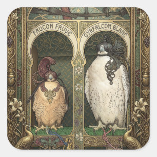 Adesivo Quadrado Os Falcões do Leste - Falcoaria Art Nouveau