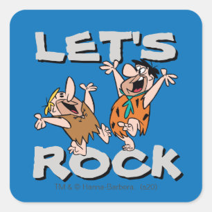 Adesivo Quadrado Os Flintstones   Fred & Barney - Rock Vamos