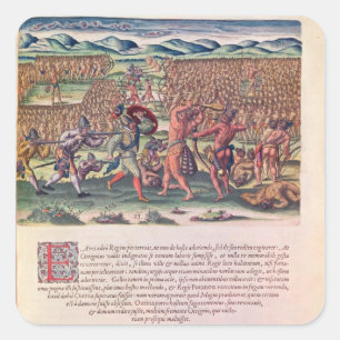 Adesivo Quadrado Os franceses ajudam os índios na batalha