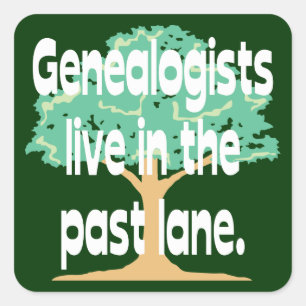 Adesivo Quadrado Os Genealogists vivem na pista passada