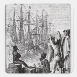 Adesivo Quadrado Os habitantes do lance de Boston