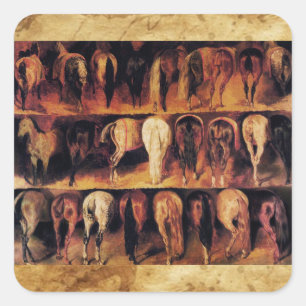 Adesivo Quadrado Os Hindquarters dos cavalos, pergaminho