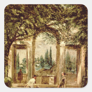 Adesivo Quadrado Os jardins da casa de campo Medici em Roma