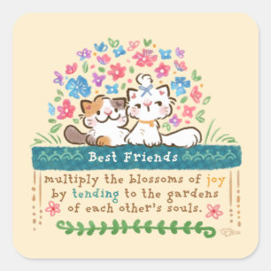 Adesivo Quadrado Os Jardins dos Melhores Amigos - Gatos Paisley e M