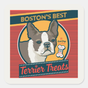 Adesivo Quadrado Os Melhores Tratamentos Terrier de Boston