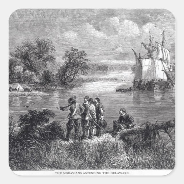 Adesivo Quadrado Os Moravianos em Cena o Delaware (Frente)