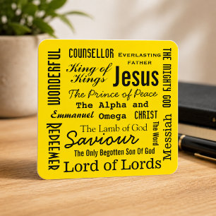 Adesivo Quadrado Os Nomes de Jesus Amarelo