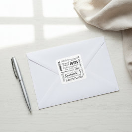 Adesivo Quadrado Os Nomes de Jesus Script de Texto