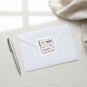 Adesivo Quadrado Os Nomes de Jesus Script de Texto