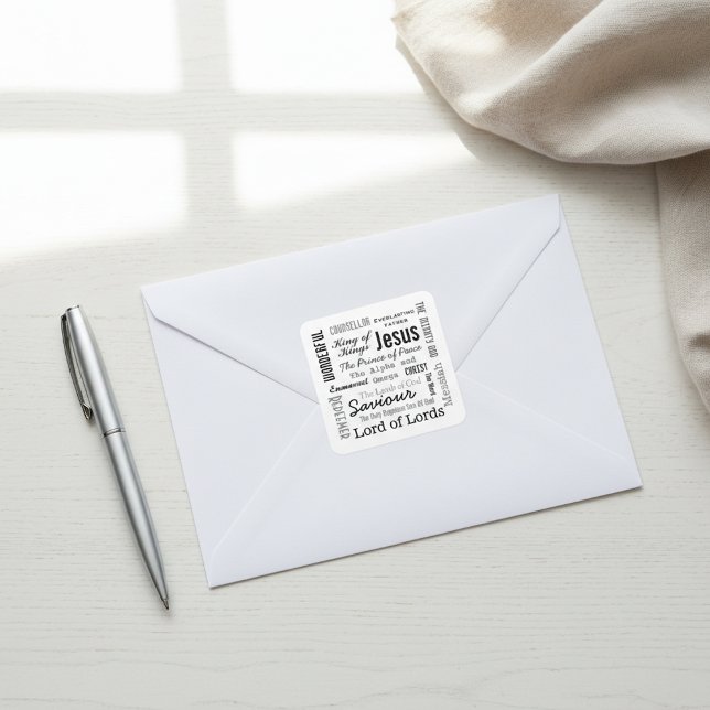 Adesivo Quadrado Os Nomes de Jesus Script de Texto (Criador carregado)