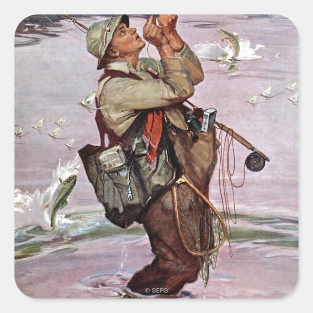 Adesivo Quadrado Os peixes estão pulando (Frente)