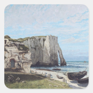 Adesivo Quadrado Os penhascos em Etretat após a tempestade, 1870
