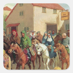 Adesivo Quadrado Os peregrinos de Chaucer - Contos de Canterbury