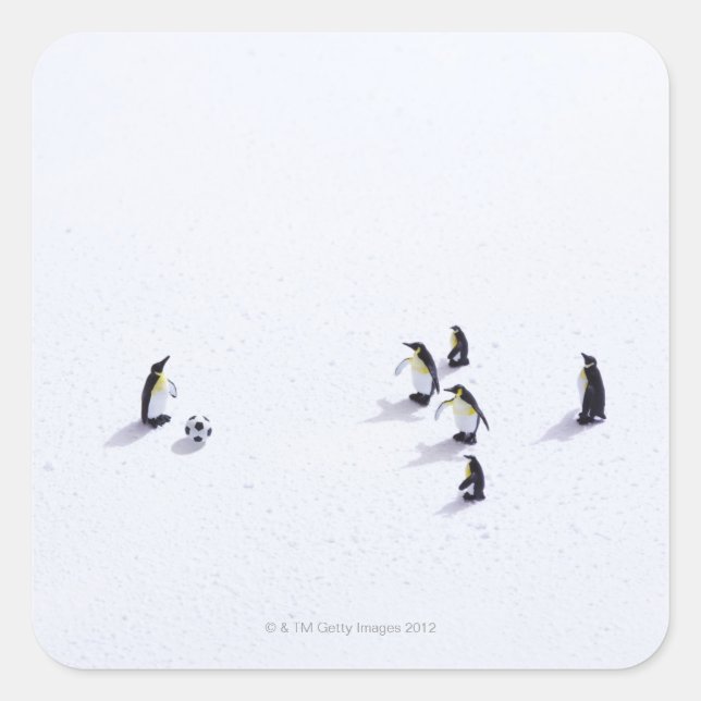 Adesivo Quadrado Os pinguins jogando futebol (Frente)