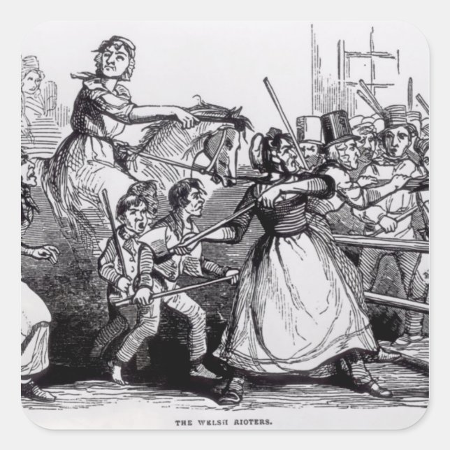 Adesivo Quadrado Os Rioters do País de Gales (Frente)