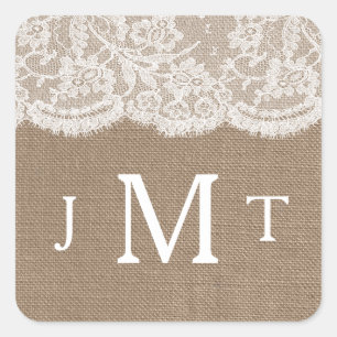 Adesivo Quadrado Os selos da coleção de serapilheira & de casamen