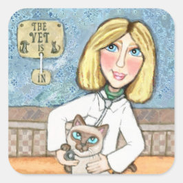 Adesivo Quadrado Os Selvagens Veterinários Felizes de Cat Lover Sia