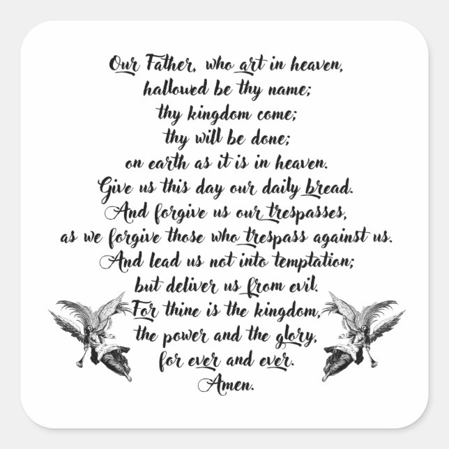 Adesivo Quadrado Os Senhores Oram Nosso Pai Bíblia Citações Religio (Frente)