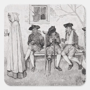 Adesivo Quadrado Os soldados feridos Sat ao longo do Wall