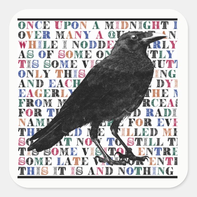 Adesivo Quadrado Os Stickers Raven Poem (Frente)
