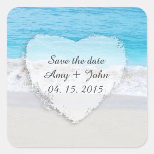Adesivo Quadrado Os Tag do favor do casamento de praia salvar a