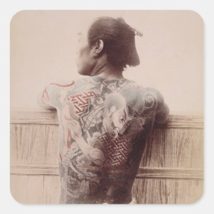 Adesivo Quadrado Os tatuagens do noivo japonês, c.1880 (foto)