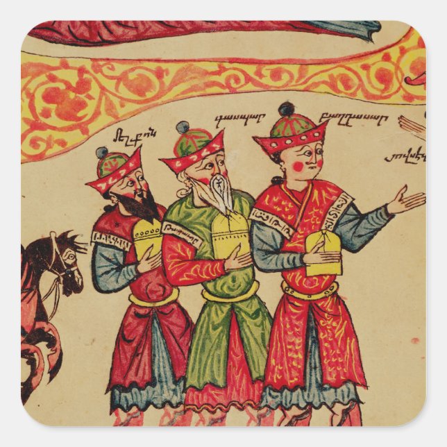 Adesivo Quadrado Os Três Magos, detalhes da Natividade (Frente)