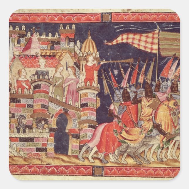 Adesivo Quadrado Os troianos partindo para a batalha (Frente)