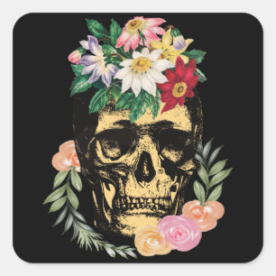 Adesivo Quadrado Osso E Flores