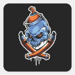 Adesivo Quadrado Ossos do grafite