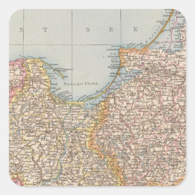 Adesivo Quadrado Ost u Westpreussen, Prússia Oriental e Ocidental (Frente)