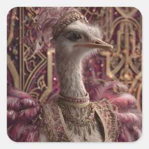 Adesivo Quadrado Ostrich no palhaço real Ornamentado e na coroa