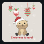 Adesivo Quadrado Otter Christmas Snow Winter Animals Otter Square S<br><div class="desc">The otter at Christmas with fairy lights. Funny animals with gifts and snow for the holidays. Also funny for christmas in July. Otters are cute animals and perfect for Christmas.</div>