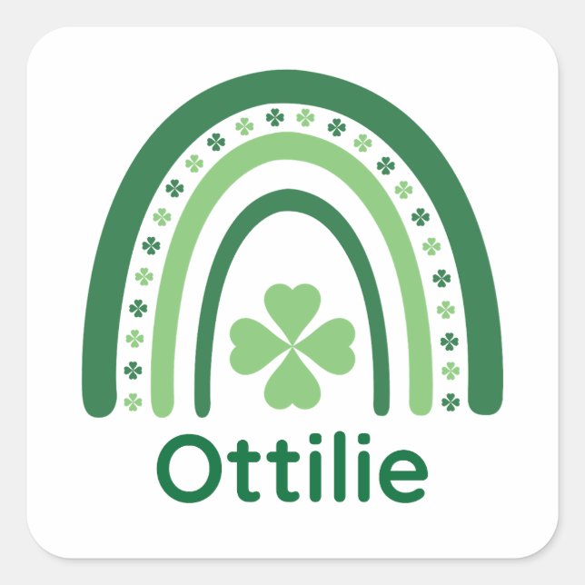 Adesivo Quadrado Ottilie Nome Clover Boho Rainbow (Frente)